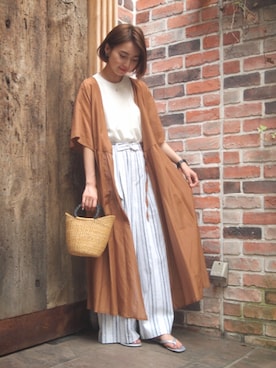 「URBAN RESEARCH（アーバンリサーチ）のアイテム（カーディガン/ボレロ、オレンジ系）」を使った、hanamiさん（レディース・157cm）の夏コーディネート