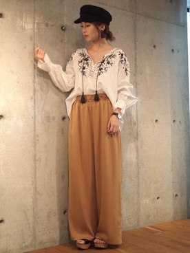 「RODE SKO（ロデスコ）のアイテム（帽子）」を使った、hanamiさん（レディース・157cm）の夏コーディネート