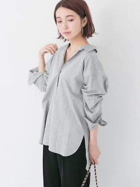 「URBAN RESEARCH（アーバンリサーチ）のチュニックシャツ（シャツ/ブラウス、グレー系）」を使った、hanamiさん（レディース・157cm）の秋コーディネート