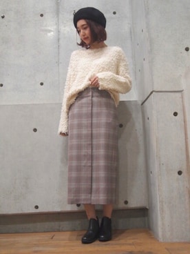 「URBAN RESEARCH（アーバンリサーチ）のコットンフリンジニットプルオーバー（ニット/セーター、ホワイト系）」を使った、hanamiさん（レディース・157cm）の秋コーディネート