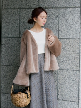 「URBAN RESEARCH（アーバンリサーチ）のカラーファーブルゾン（ブルゾン、ブラウン系）」を使った、hanamiさん（レディース・157cm）の秋コーディネート