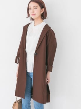「URBAN RESEARCH（アーバンリサーチ）のコットンチェスターコート（その他アウター、ブラウン系）」を使った、hanamiさん（レディース・157cm）の秋コーディネート
