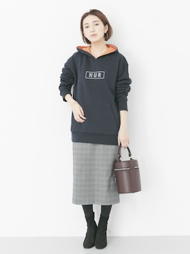 「URBAN RESEARCH（アーバンリサーチ）のUR×HOSEI REVERSIBLE PARKA（パーカー、ブルー系）」を使った、hanamiさん（レディース・157cm）の秋コーディネート