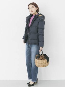 「URBAN RESEARCH（アーバンリサーチ）のNANGA×URBAN RESEARCH　フードダウンブルゾン（ダウンジャケット/コート、ブルー系）」を使った、hanamiさん（レディース・157cm）の秋コーディネート