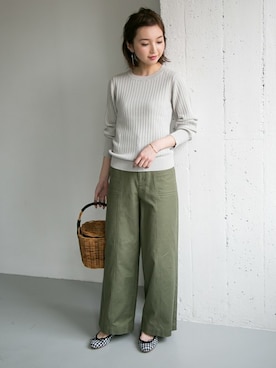「URBAN RESEARCH（アーバンリサーチ）のウォッシャブルコンパクトリブニット（ニット/セーター、グレー系）」を使った、hanamiさん（レディース・157cm）の冬コーディネート