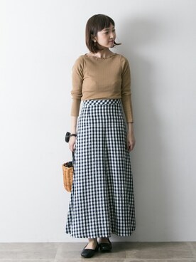 hanamiさんの「ギンガムチェックマーメイドスカート」を使ったコーディネート