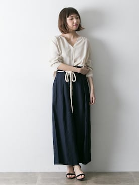 「URBAN RESEARCH（アーバンリサーチ）のフロントタックデザインブラウス（シャツ/ブラウス、ホワイト系）」を使った、hanamiさん（レディース・157cm）の春コーディネート