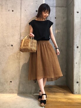 「GAIMO（ガイモ）のアイテム」を使った、hanamiさん（レディース・157cm）の夏コーディネート