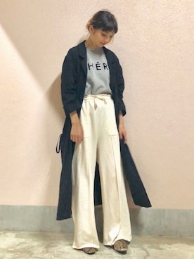 「URBAN RESEARCH（アーバンリサーチ）のアイテム（チェスターコート）」を使った、hanamiさん（レディース・157cm）の夏コーディネート