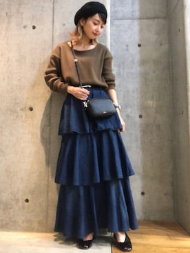 「URBAN RESEARCH（アーバンリサーチ）のアイテム（ハンチング/ベレー帽）」を使った、hanamiさん（レディース・157cm）の秋コーディネート