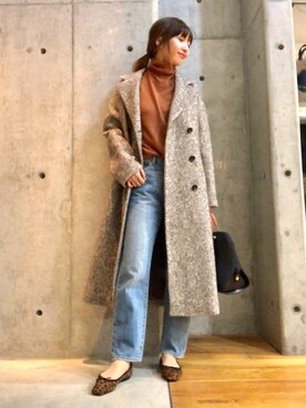 「URBAN RESEARCH（アーバンリサーチ）のカシミヤウールタートルニット（ニット/セーター、イエロー系）」を使った、hanamiさん（レディース・157cm）の秋コーディネート
