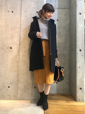 「URBAN RESEARCH（アーバンリサーチ）の2WAYロングコート（その他アウター、ブラック系）」を使った、hanamiさん（レディース・157cm）の秋コーディネート