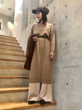 「URBAN RESEARCH（アーバンリサーチ）のアイテム（ベルト）」を使った、hanamiさん（レディース・157cm）の秋コーディネート