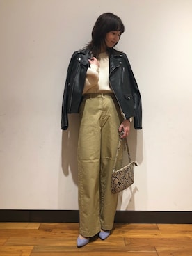 「URBAN RESEARCH（アーバンリサーチ）のアイテム（ライダースジャケット）」を使った、hanamiさん（レディース・157cm）の春コーディネート