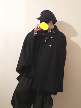 「古着コーデ」｜「アイテム（ポンチョ）」を使った、まおさん（メンズ・168cm）の冬コーディネート
