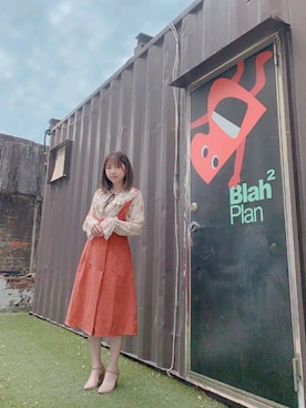 「POPCORN（ポップコーン）のアイテム」を使った、鄒心悅さん（レディース・148cm）の春コーディネート