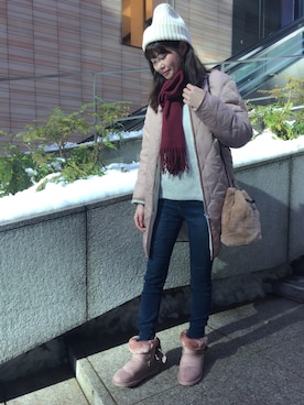 「キルティングコート」｜北澤 希世子さん（レディース・165cm）の冬コーディネート