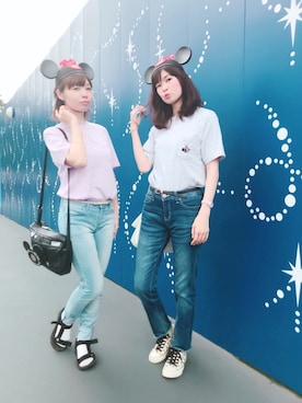 「しまむら（シマムラ）のアイテム（デニムパンツ）」を使った、北澤 希世子さん（レディース・165cm）の春コーディネート