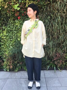 「USAコットン」｜「アイテム（ハンチング/ベレー帽）」を使った、coen うめちゃんさん（レディース・158cm）の春コーディネート