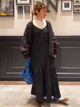 「あったかパンツ」｜「アイテム（ワンピース/ドレス）」を使った、coen うめちゃんさん（レディース・157cm）の秋コーディネート