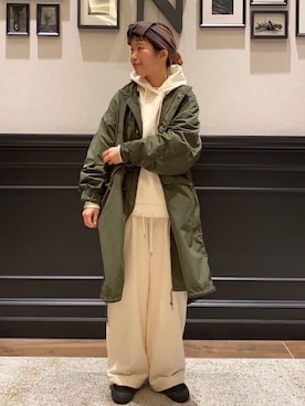 「coen（コーエン）のアイテム（モッズコート）」を使った、coen うめちゃんさん（レディース・157cm）の冬コーディネート