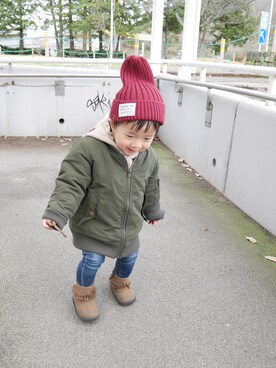 「1歳5ヶ月」｜「アイテム（MA-1）」を使った、Ｋ×Ｓ˙ᵕ˙♡さん（キッズ・80cm）の冬コーディネート