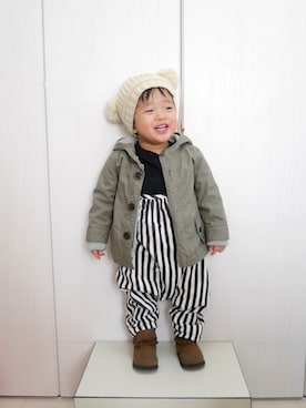「1歳半」｜「アイテム（サロペット/オーバーオール）」を使った、Ｋ×Ｓ˙ᵕ˙♡さん（キッズ・80cm）の冬コーディネート