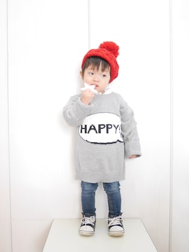 「1歳6ヶ月」｜「アイテム（ハンチング/ベレー帽）」を使った、Ｋ×Ｓ˙ᵕ˙♡さん（キッズ・80cm）の冬コーディネート