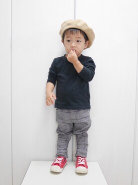 「2歳3ヶ月」｜「アイテム（ハンチング/ベレー帽）」を使った、Ｋ×Ｓ˙ᵕ˙♡さん（キッズ・80cm）の秋コーディネート