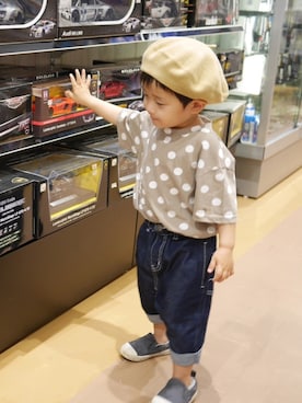 「2歳10ヶ月」｜「アイテム（ハンチング/ベレー帽）」を使った、Ｋ×Ｓ˙ᵕ˙♡さん（キッズ・90cm）の春コーディネート