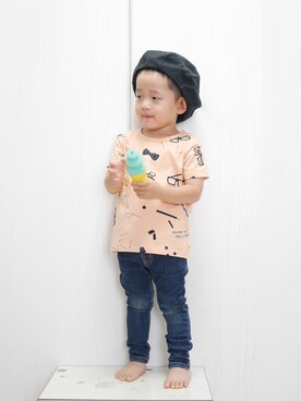 「2歳10ヶ月」｜「アイテム（ハンチング/ベレー帽）」を使った、Ｋ×Ｓ˙ᵕ˙♡さん（キッズ・90cm）の春コーディネート