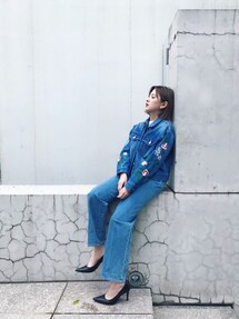 CLANE（クラネ）の「EMBROIDERY FLOWER G JEAN（デニム
