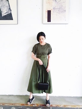 「CLANE（クラネ）のアイテム（カーゴパンツ）」を使った、松本ゆりなさん（レディース・158cm）の夏コーディネート