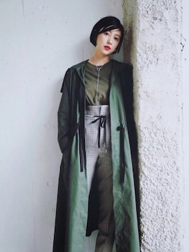 「CLANE（クラネ）のアイテム（モッズコート）」を使った、松本ゆりなさん（レディース・158cm）の夏コーディネート