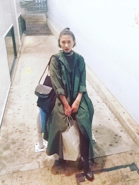 「CLANE（クラネ）のアイテム（モッズコート）」を使った、松本ゆりなさん（レディース・158cm）の秋コーディネート