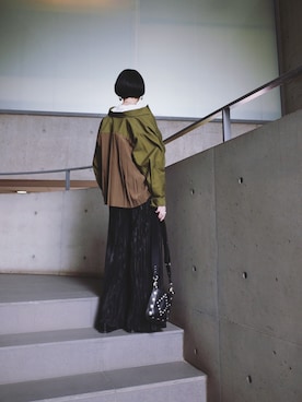 「CLANE（クラネ）のアイテム（ミリタリージャケット）」を使った、松本ゆりなさん（レディース・158cm）の春コーディネート