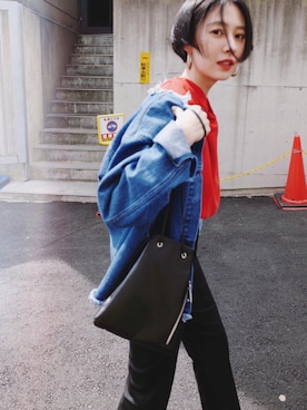 「CLANE（クラネ）のアイテム（デニムジャケット）」を使った、松本ゆりなさん（レディース・158cm）の春コーディネート