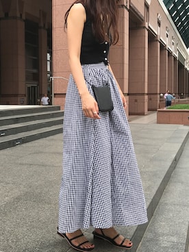 「ISOOK（アイスー）のアイテム（スカート）」を使った、ISOOKさん（レディース・166cm）の夏コーディネート