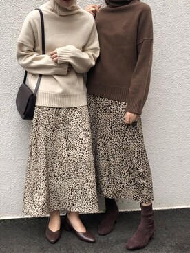 「ISOOK（アイスー）のアイテム（スカート）」を使った、ISOOKさん（レディース・167cm）の秋コーディネート
