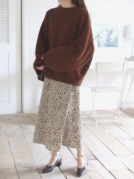 「ISOOK（アイスー）のアイテム（スカート）」を使った、ISOOKさん（レディース・168cm）の冬コーディネート