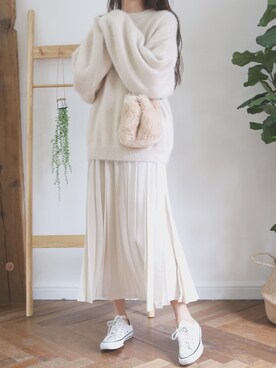 「ISOOK（アイスー）のアイテム（スカート）」を使った、ISOOKさん（レディース・168cm）の冬コーディネート