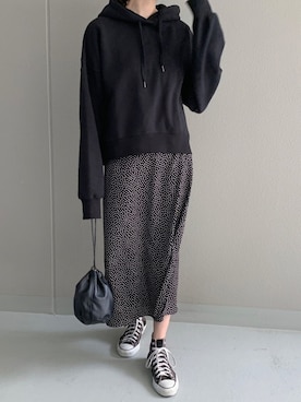 「ISOOK（アイスー）のアイテム（スカート）」を使った、ISOOKさん（レディース・168cm）の春コーディネート