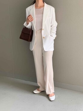 「ISOOK（アイスー）のアイテム（テーラードジャケット）」を使った、ISOOKさん（レディース・167cm）の春コーディネート