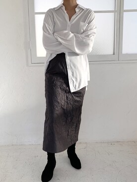 「ISOOK（アイスー）のアイテム（スカート）」を使った、ISOOKさん（レディース・167cm）の冬コーディネート