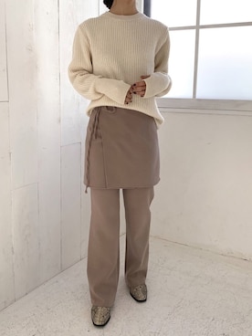 「ISOOK（アイスー）のアイテム（ニット/セーター）」を使った、ISOOKさん（レディース・167cm）の冬コーディネート