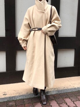 「ISOOK（アイスー）のアイテム（その他アウター）」を使った、ISOOKさん（レディース・167cm）の冬コーディネート