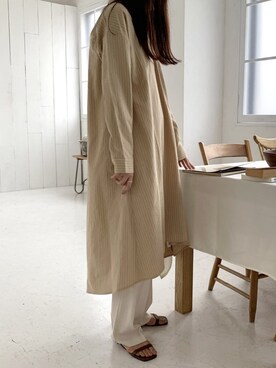 「ISOOK（アイスー）のアイテム（シャツワンピース）」を使った、ISOOKさん（レディース・167cm）の冬コーディネート
