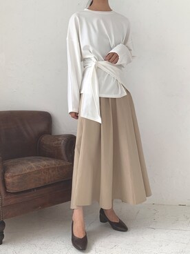 「ISOOK（アイスー）のアイテム（スカート）」を使った、ISOOKさん（レディース・167cm）の冬コーディネート