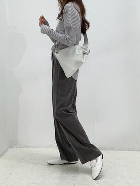 「ISOOK（アイスー）のアイテム（パンツ）」を使った、ISOOKさん（レディース・168cm）の春コーディネート