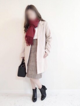 「KOBE LETTUCE（コウベレタス）のアイテム（チェスターコート）」を使った、みみさん（レディース・156cm）の冬コーディネート